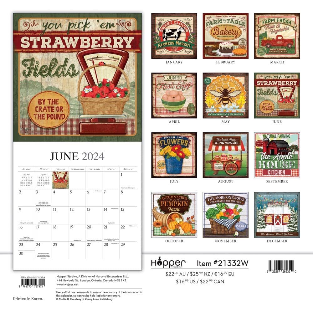 Farmers Market 2024 Wall Calendar