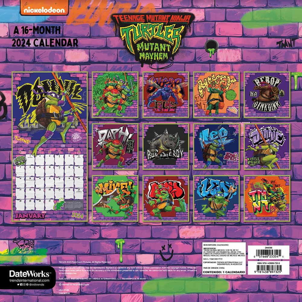 TMNT Mutant Mayhem 2024 Wall Calendar - Calendars.com