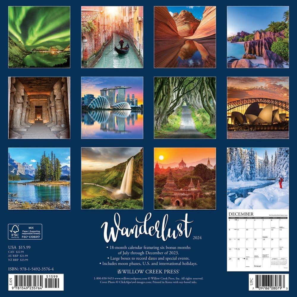 Wanderlust 2024 Wall Calendar