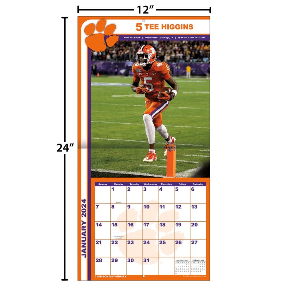 Clemson Tigers 2025 Wall Calendar