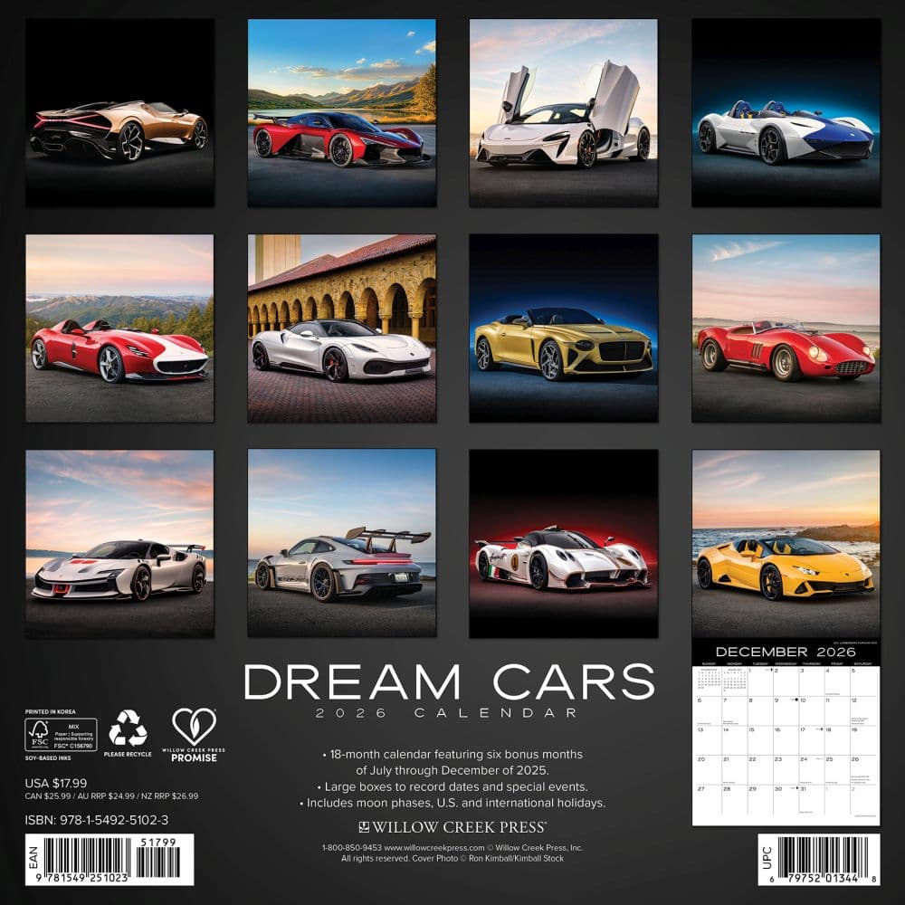 Dream Cars 2026 Wall Calendar First Alternate Image