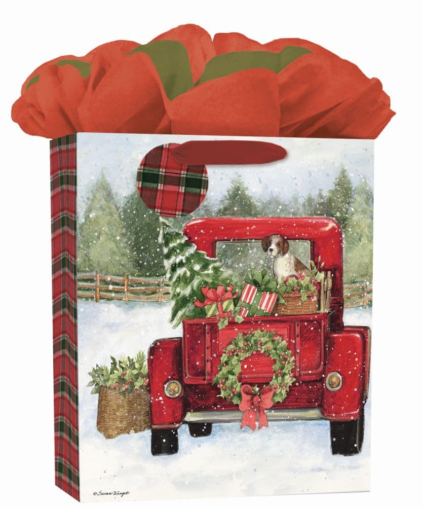 Santa&#39;s Truck Large GoGo Gift Bag by Susan Winget Main Image
