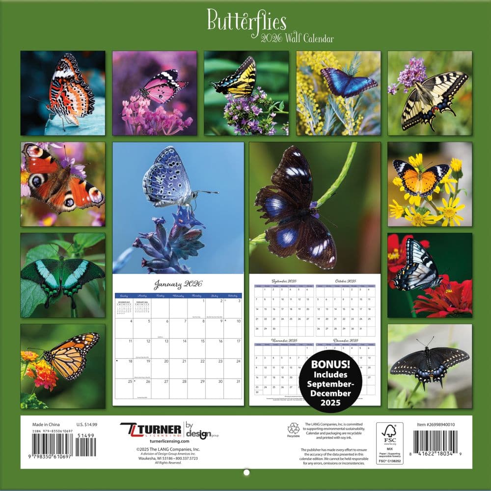 Butterflies Photo 2026 Wall Calendar_ALT1