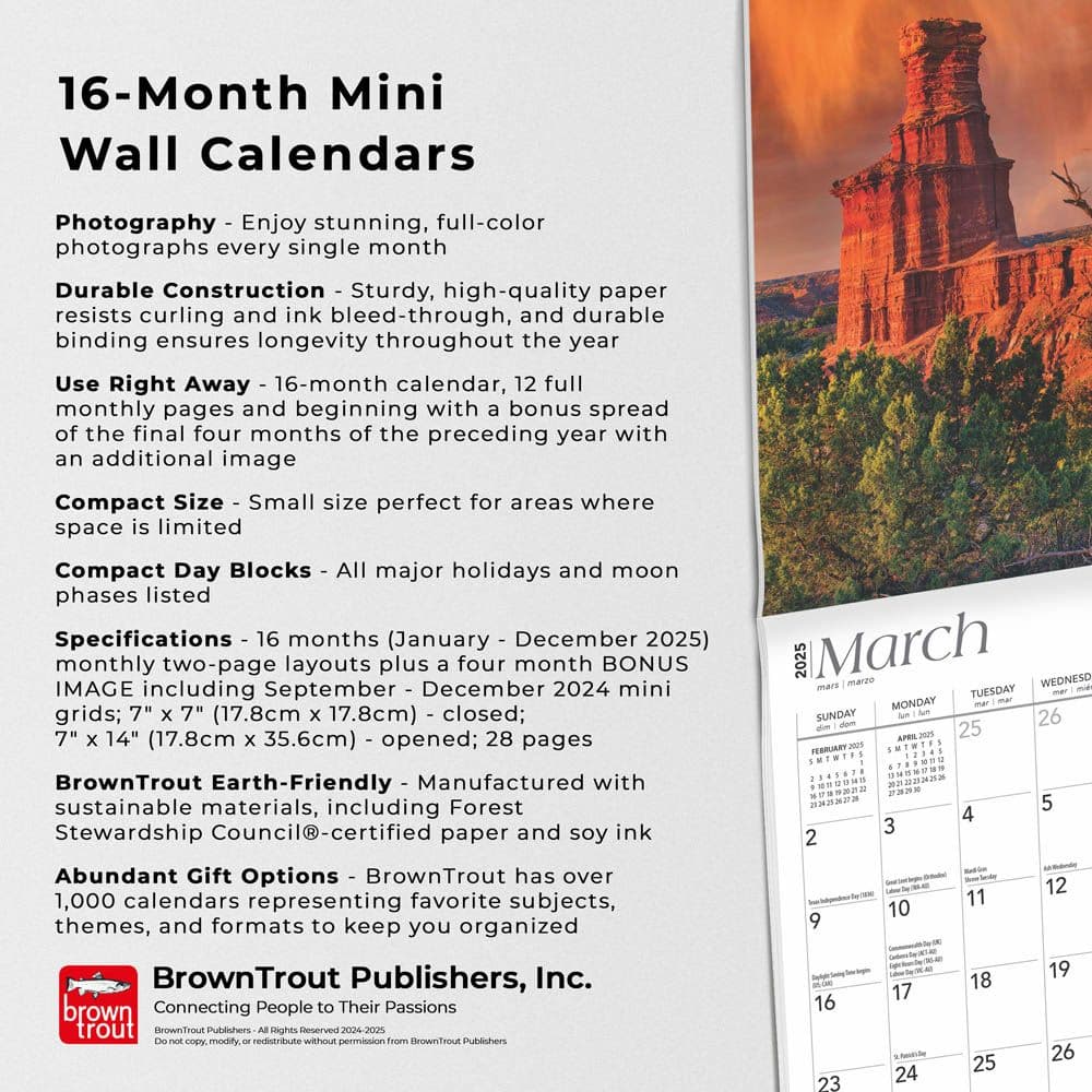 Texas 2025 Mini Wall Calendar Fifth Alternate Image