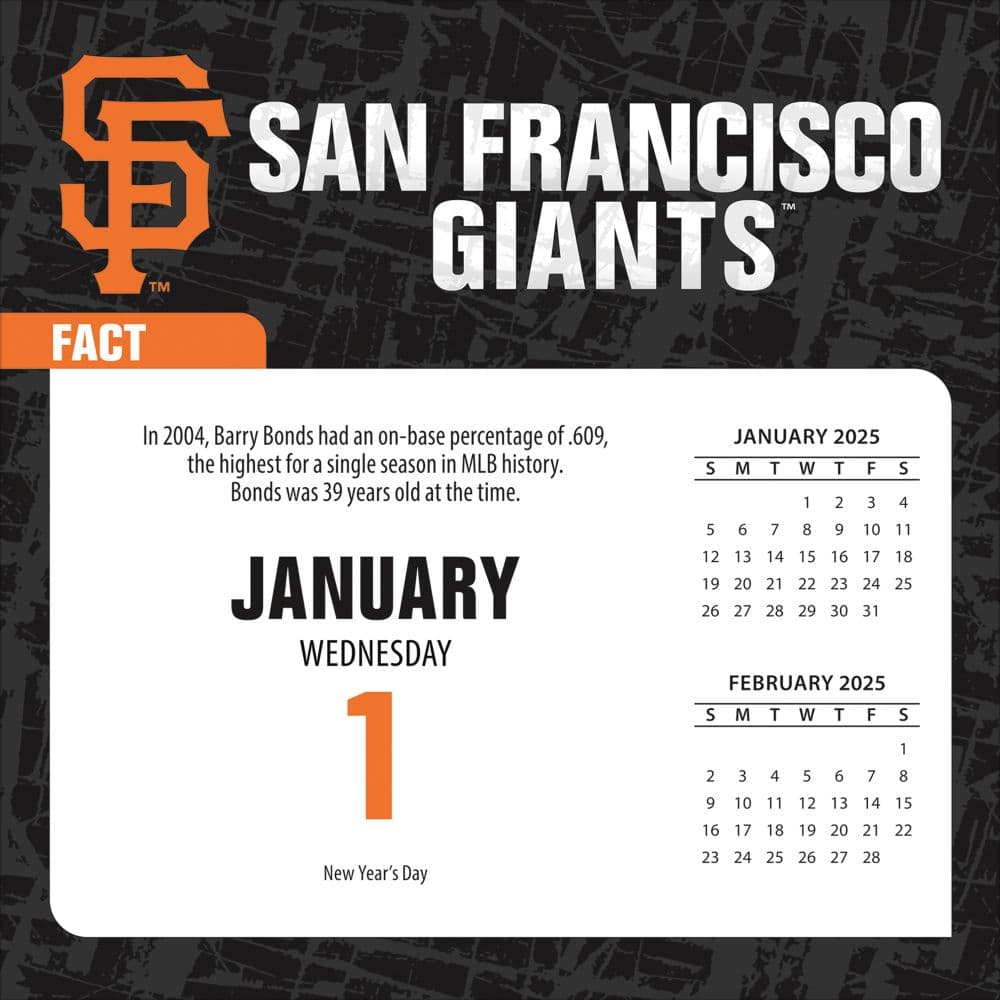 MLB San Francisco Giants 2025 Desk Calendar First Alternate Image width=&quot;1000&quot; height=&quot;1000&quot;