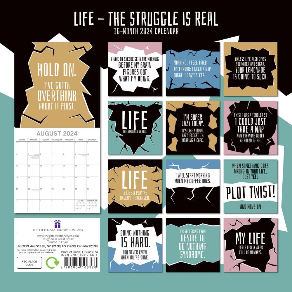 Life The Struggle is Real 2024 Wall Calendar First Alternate Image width=&quot;1000&quot; height=&quot;1000&quot;