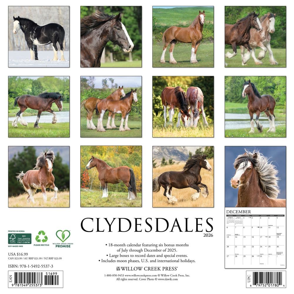Clydesdales Horses 2026 Wall Calendar First Alternate Image