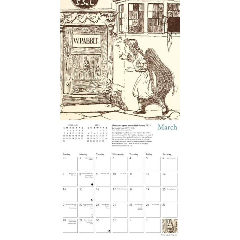 British Library Alices Adventures in Wonderland 2027 Mini Wall Calendar Second Alternate Image