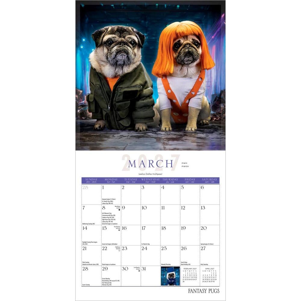 Fantasy Pugs 2027 Mini Wall Calendar Second Alternate Image