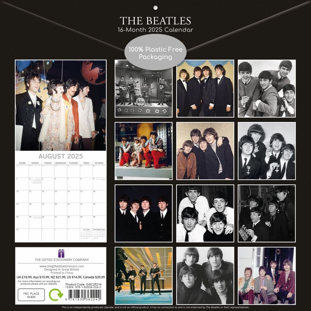 Beatles 2025 Wall Calendar