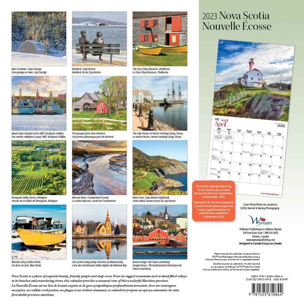 Calendrier Nouvelles Images 2023 Nova Scotia 2023 Wall Calendar - Calendars.com