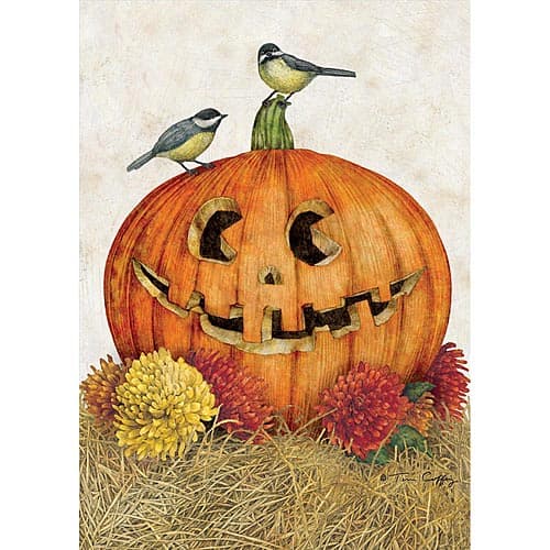 Happy Jack-O-Lantern Outdoor Flag-Large - 28 x 40 by Tim Coffey Main Image