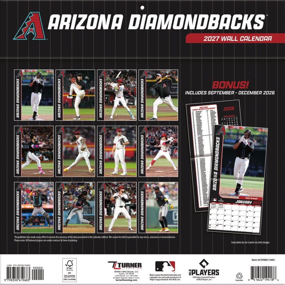 MLB Arizona Diamondbacks 2027 Wall Calendar First Alternate Image