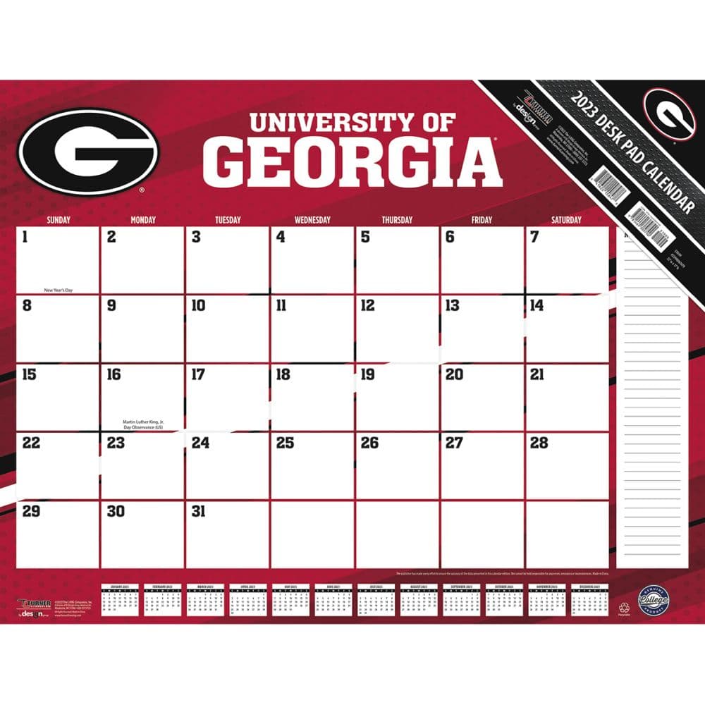 Turner Sports Georgia Bulldogs 2023 Desk Pad Calendar