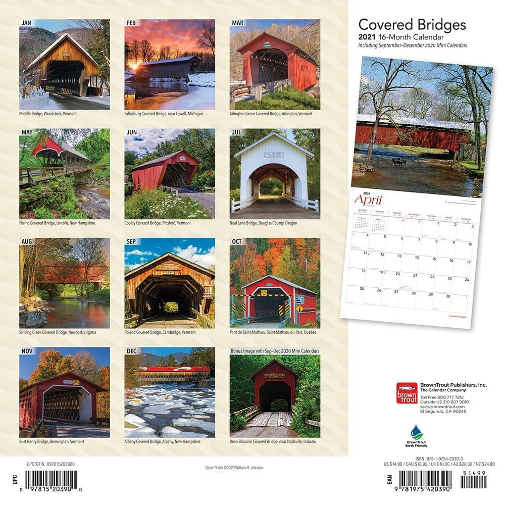 Covered Bridges Wall Calendar