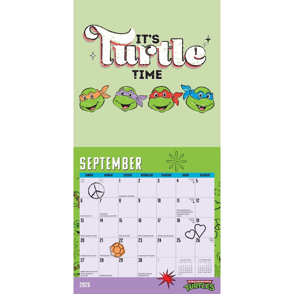TMNT Classic 2026 Mini Wall Calendar Third Alternate Image