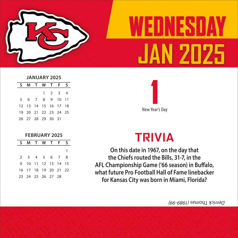 NFL Kansas City Chiefs 2025 Desk Calendar