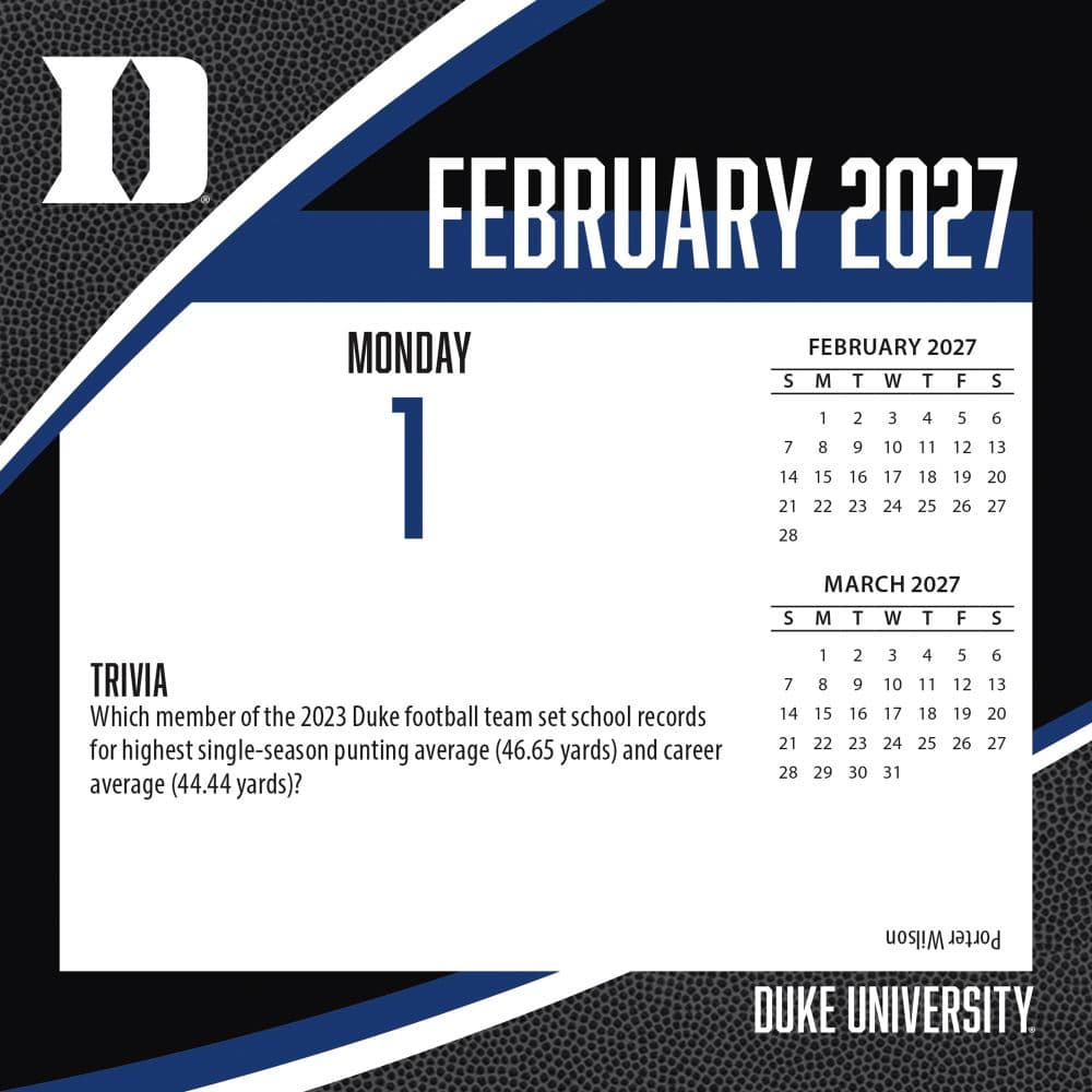 Duke Blue Devils 2027 Desk Calendar Third Alternate Image