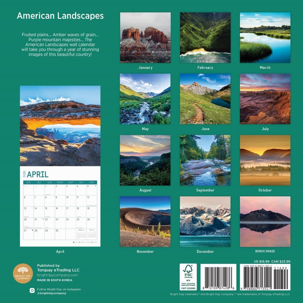 American Landscapes 2025 Wall Calendar First Alternate Image width="1000" height="1000"