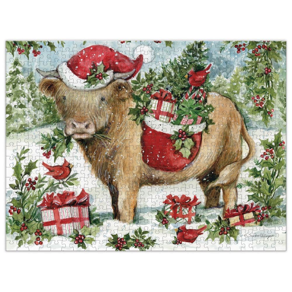 Holiday Highland Cow 500 Piece Puzzle Second Alternate Image