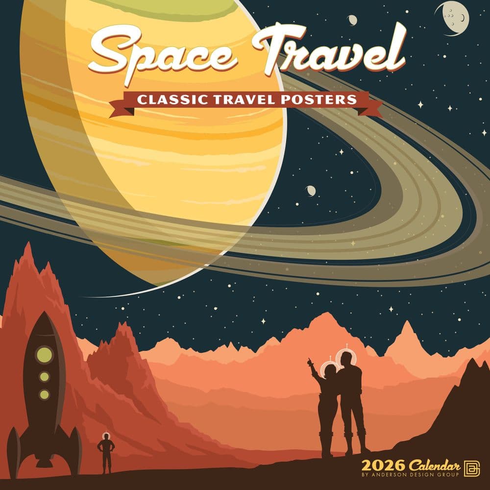 Space Travel Classic Travel Posters 2026 Wall Calendar Main Image