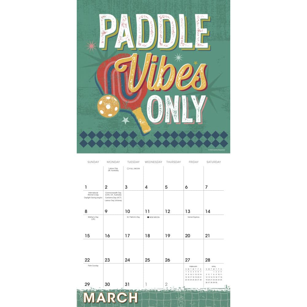 Pickleball 2026 Wall Calendar Third Alternate Image