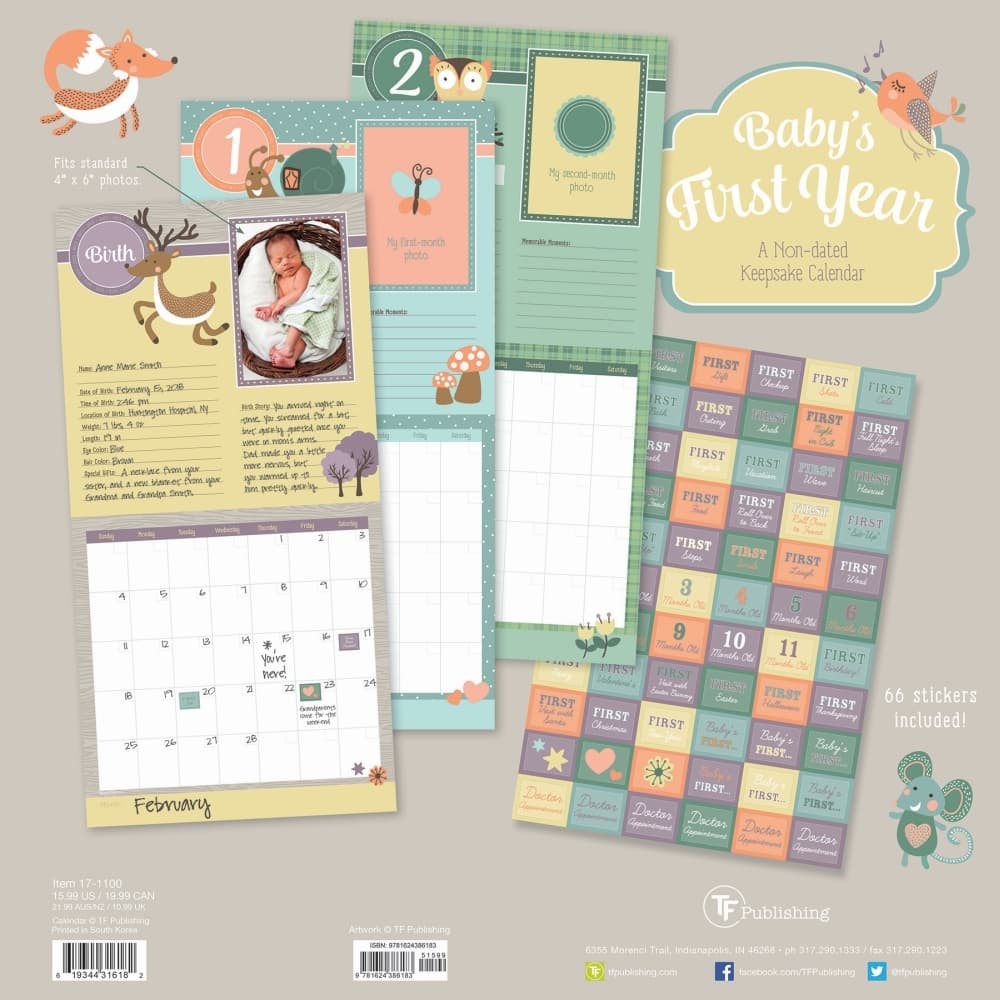 Babys First year Woodland Nondated Calendar