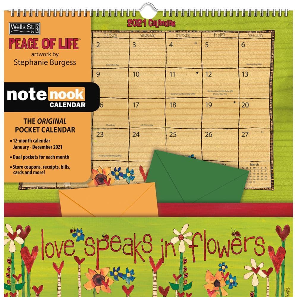 Peace of Life Note Nook Pocket Wall Calendar by Stephanie Burgess