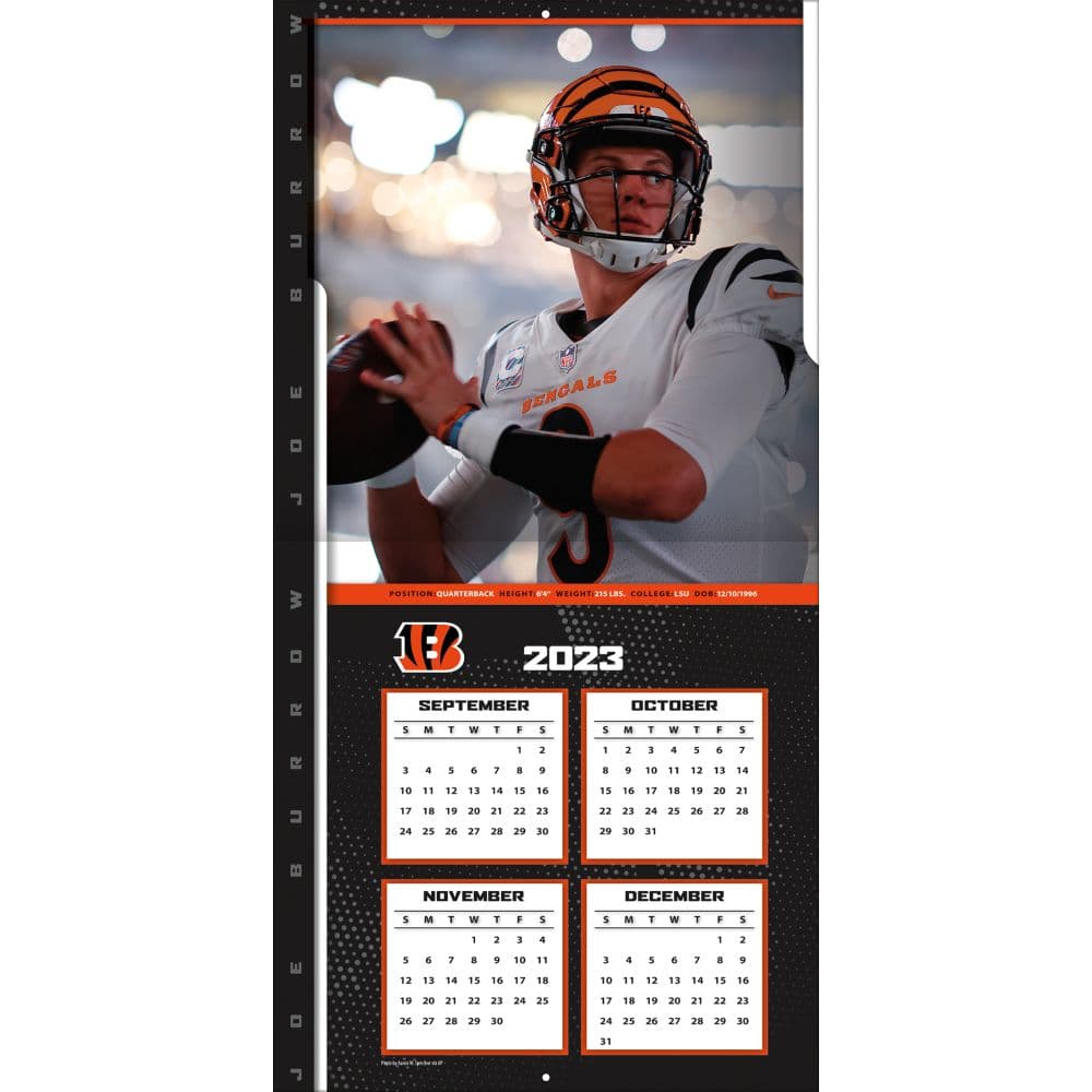 Cincinnati Bengals Joe Burrow 2024 Wall Calendar