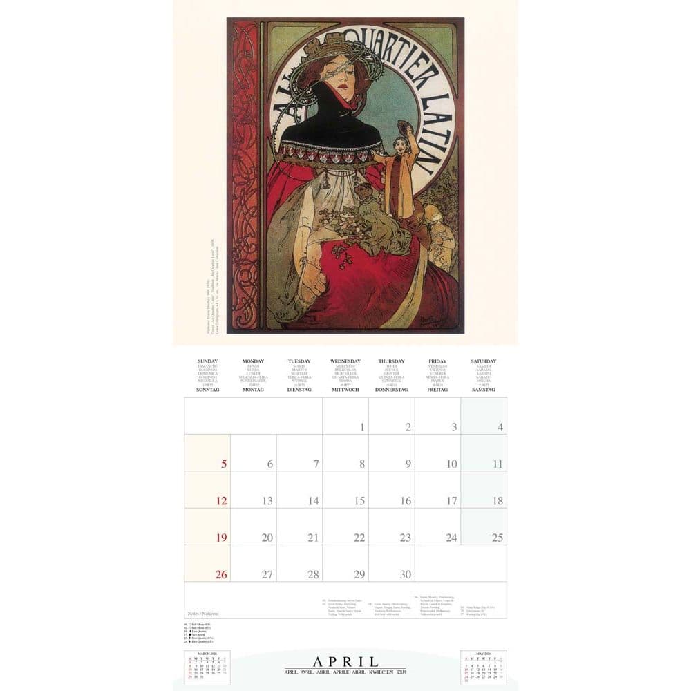 Mucha Poster Art 2026 Wall Calendar Third Alternate Image