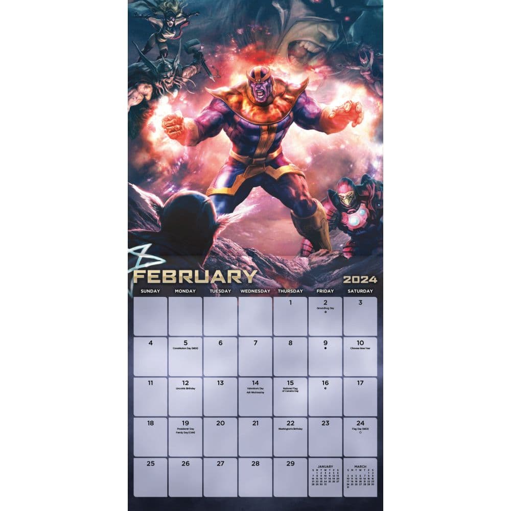 Marvel Heroes vs Villains 2024 Wall Calendar