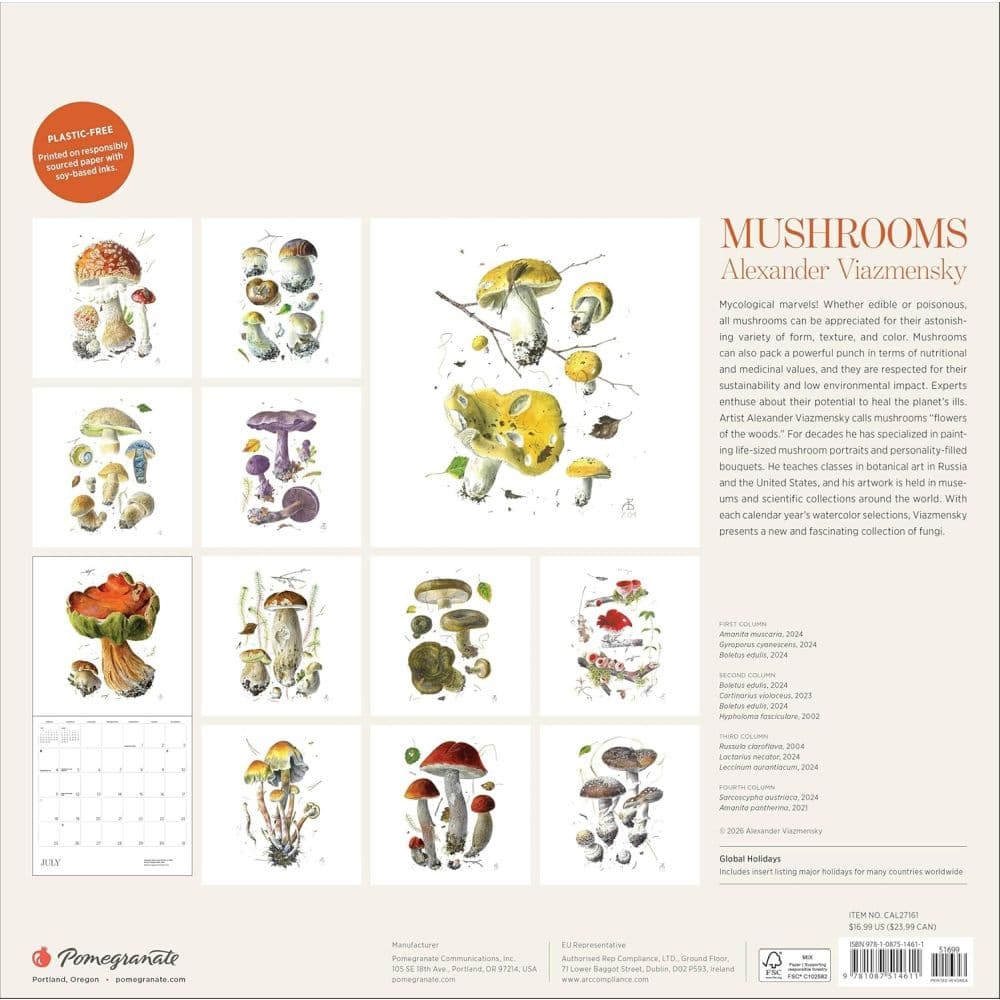 Mushrooms Viazmensky 2027 Wall Calendar First Alternate Image