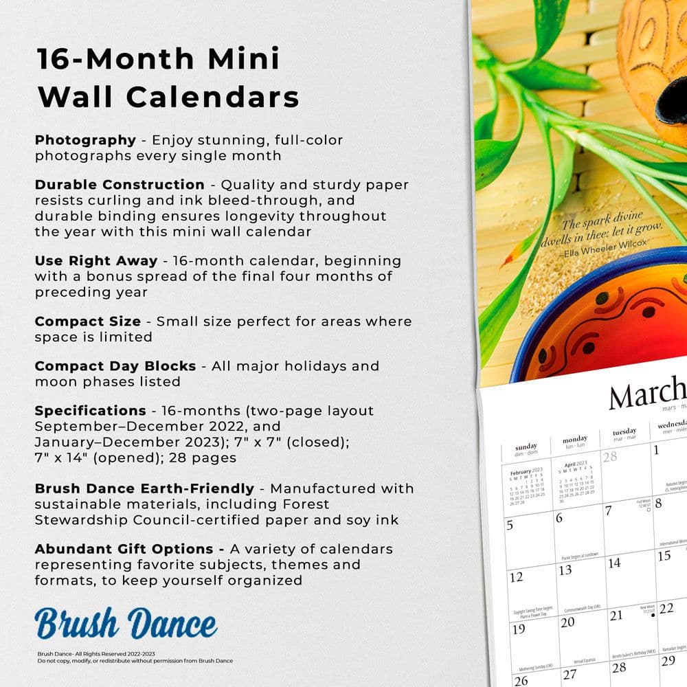 Mindful Living 2023 Mini Wall Calendar - Calendars.com