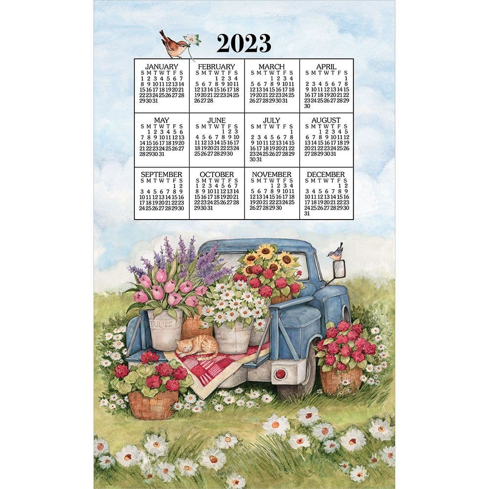Flower Truck 2023 Kitchen Towel Calendar