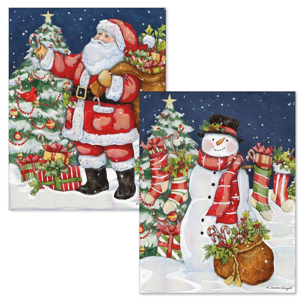 Santa and Snowman by Susan Winget Assorted Christmas Cards Main Image