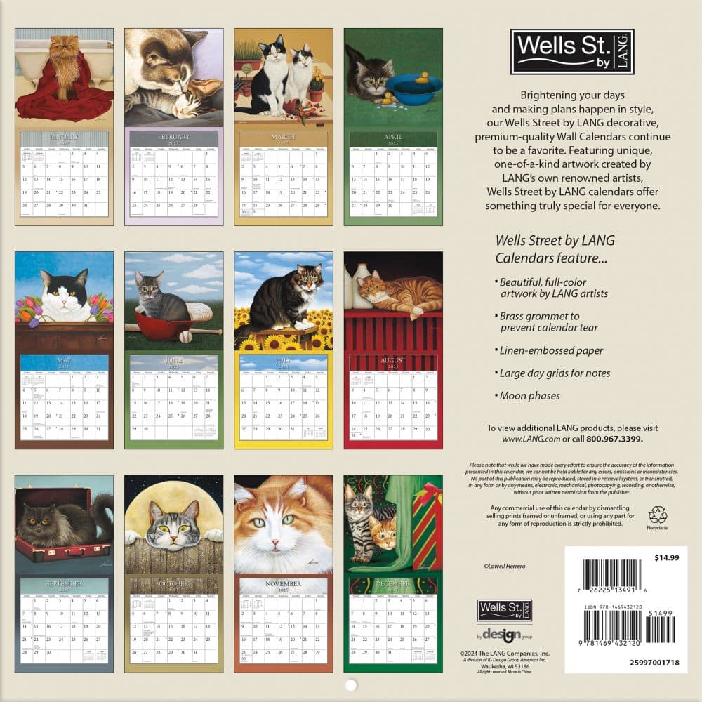 Cats by Lowell Herrero 2025 Wall Calendar First Alternate Image width="1000" height="1000"