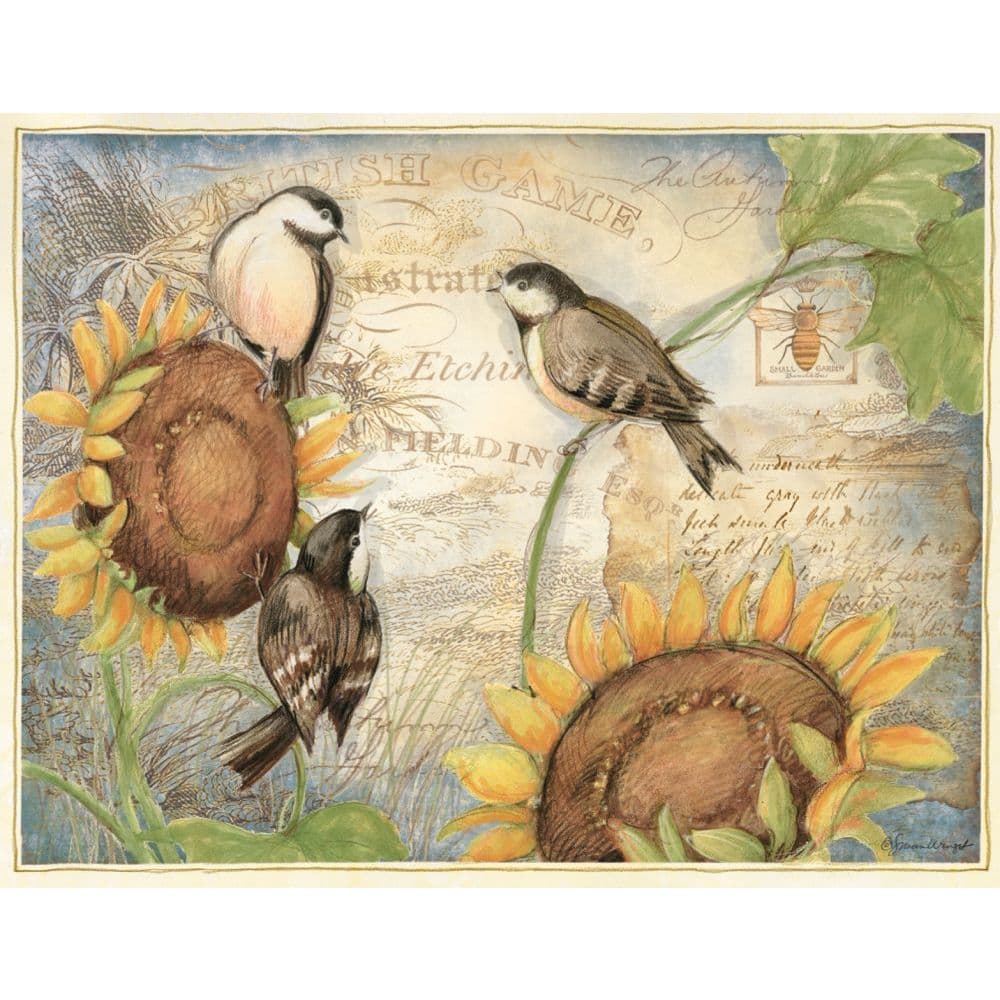 Sunflower Birds 5.25" x 4" Blank Note Cards by Susan Winget Main Image