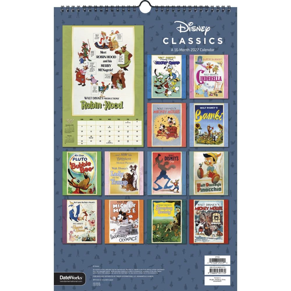Disney Classic Poster 2027 Slim Wall Calendar First Alternate Image