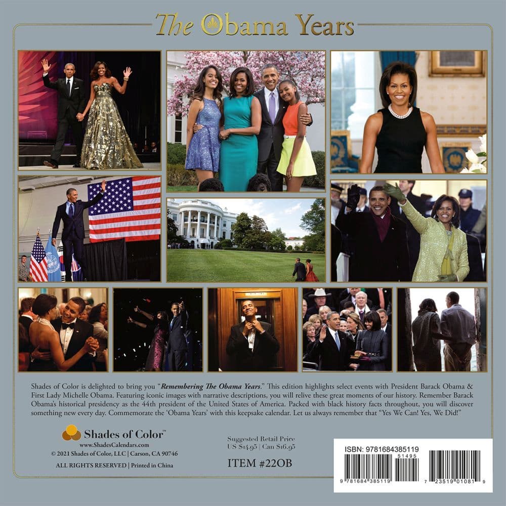 Obama Years Remembering 2022 Wall Calendar - Calendars.com