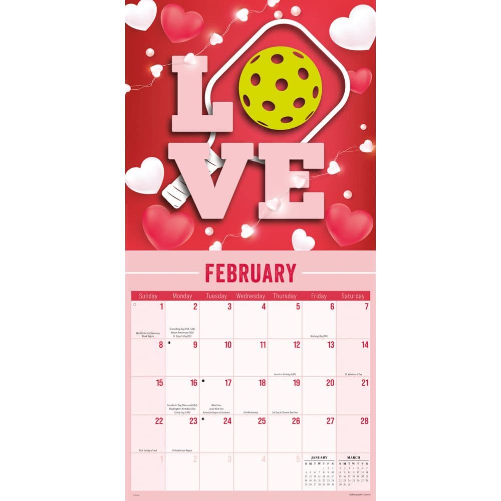 Pickleball 2026 Wall Calendar Second Alternate Image