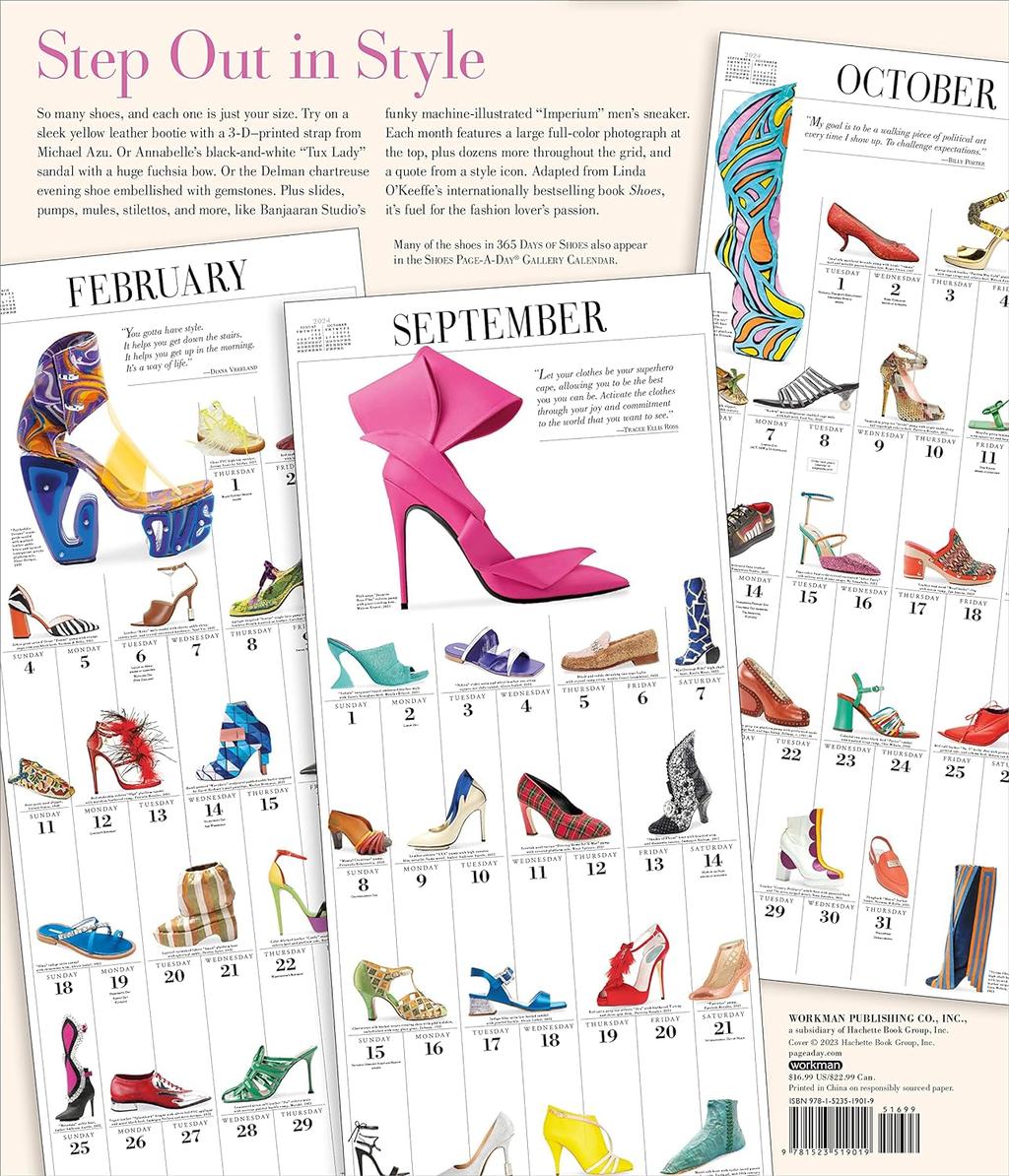 Shoes 365 2024 Wall Calendar Back Cover