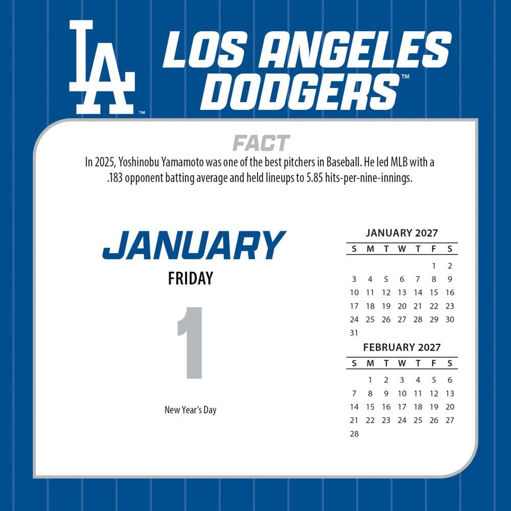 MLB Los Angeles Dodgers 2027 Desk Calendar Second Alternate Image