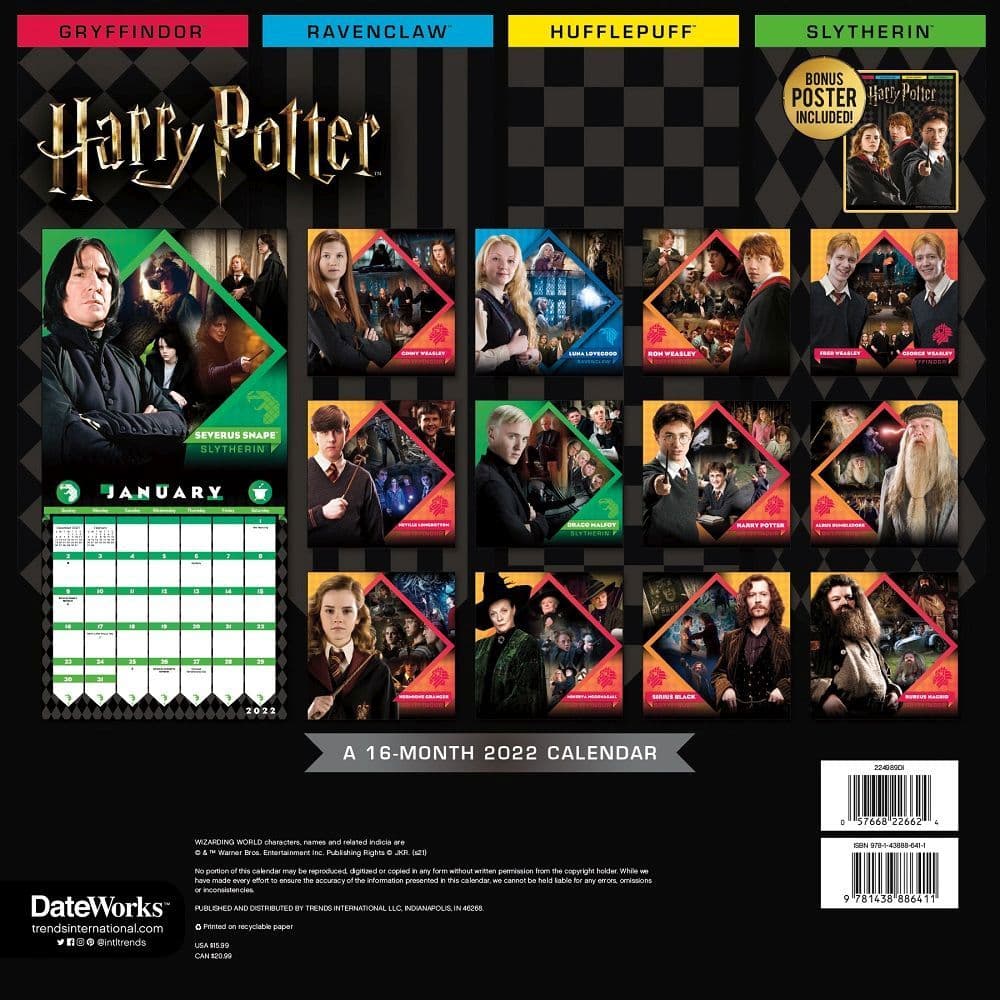 Harry Potter Exclusive 2022 Wall Calendar With Collectors Print - Calendars.com