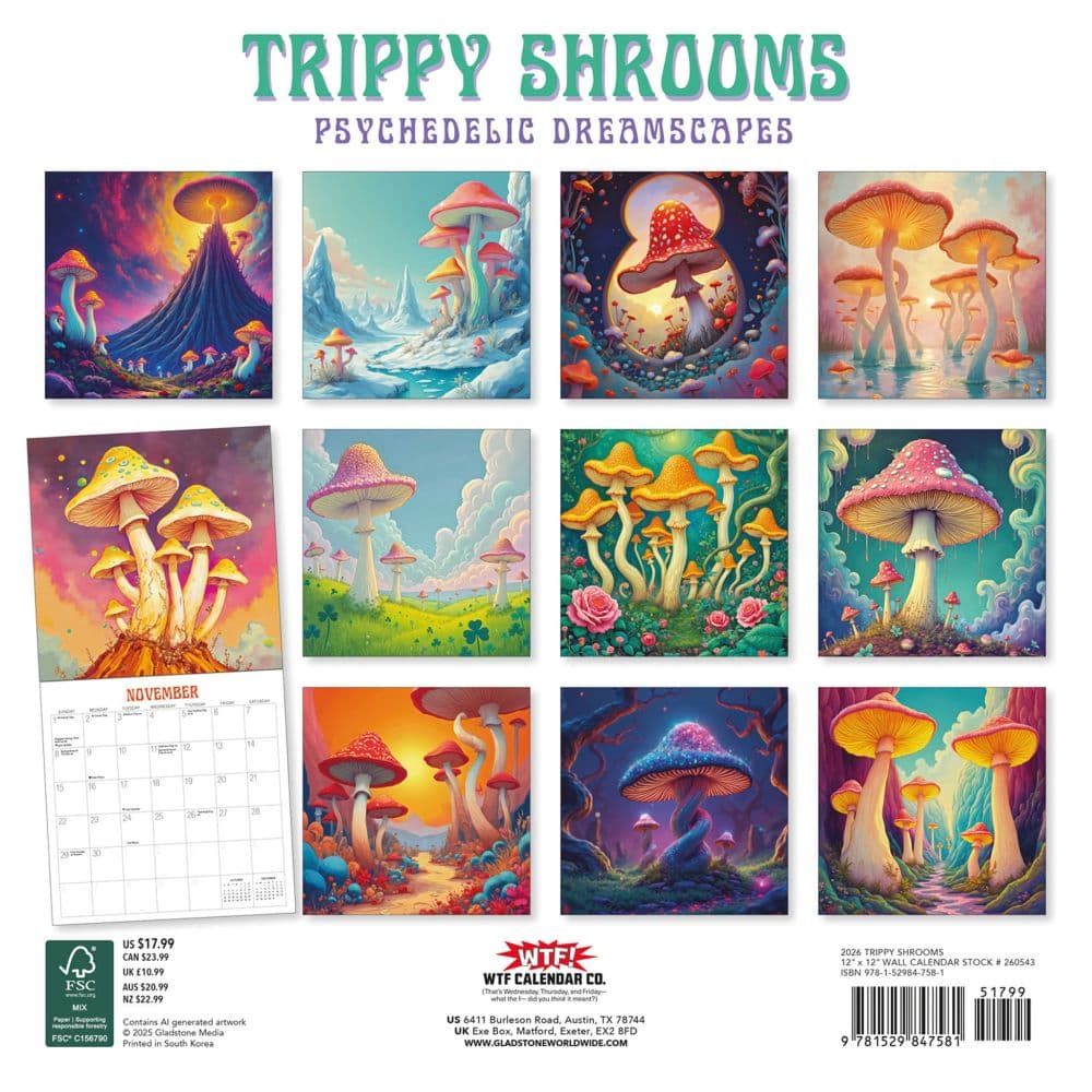 Trippy Shrooms 2026 Wall Calendar First Alternate Image