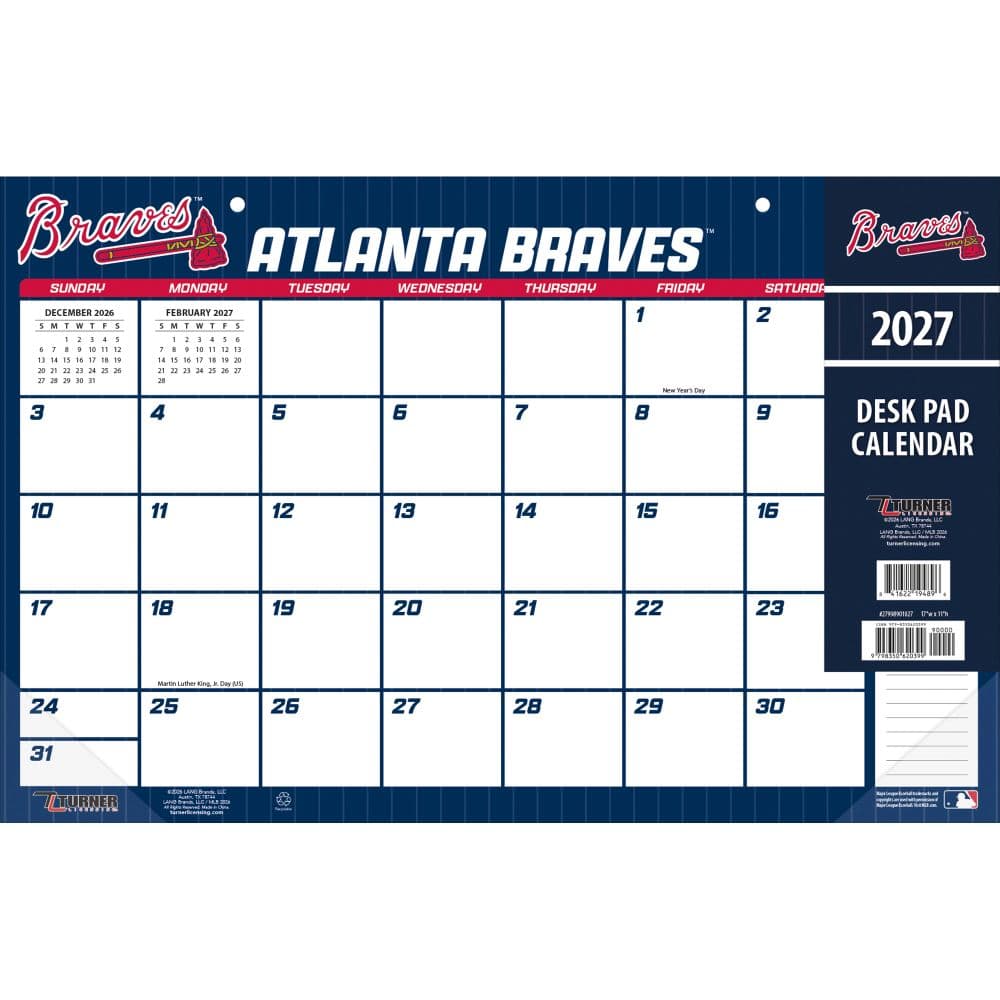 MLB Atlanta Braves Small 2027 Desk Pad Main Product Image