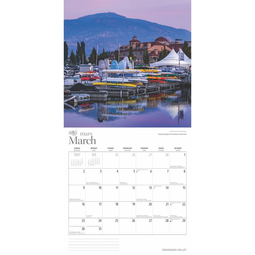 Okanagan Valley 2025 Wall Calendar interior image