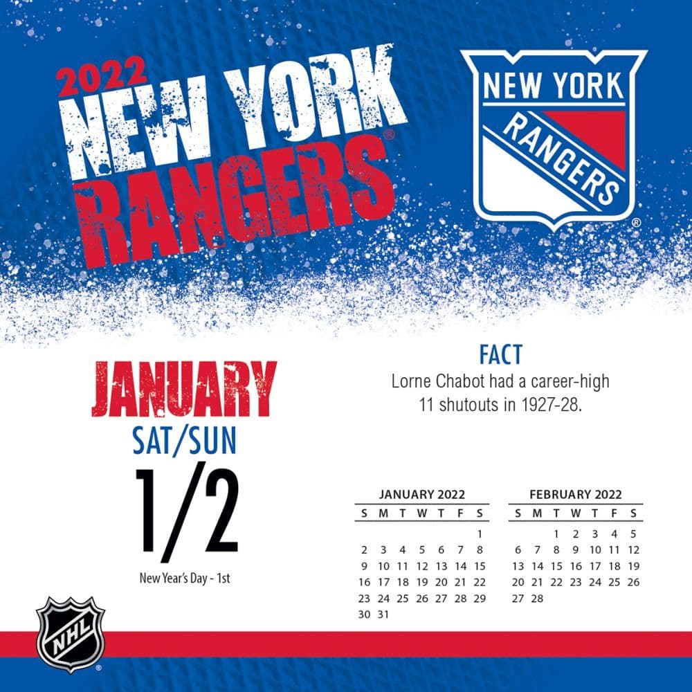 Ny Rangers 2022 Schedule Nhl New York Rangers 2022 Desk Calendar - Calendars.com