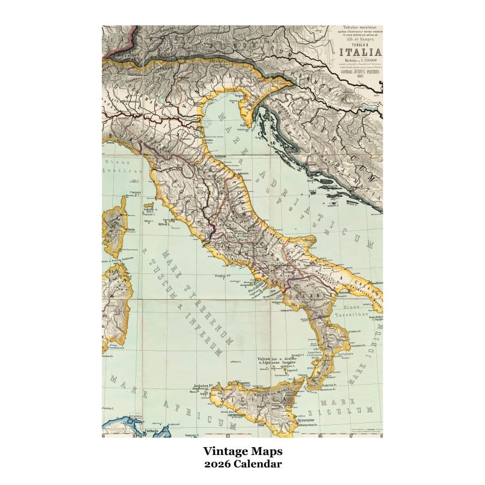 Vintage Maps Poster 2026 Wall Calendar Main Product Image