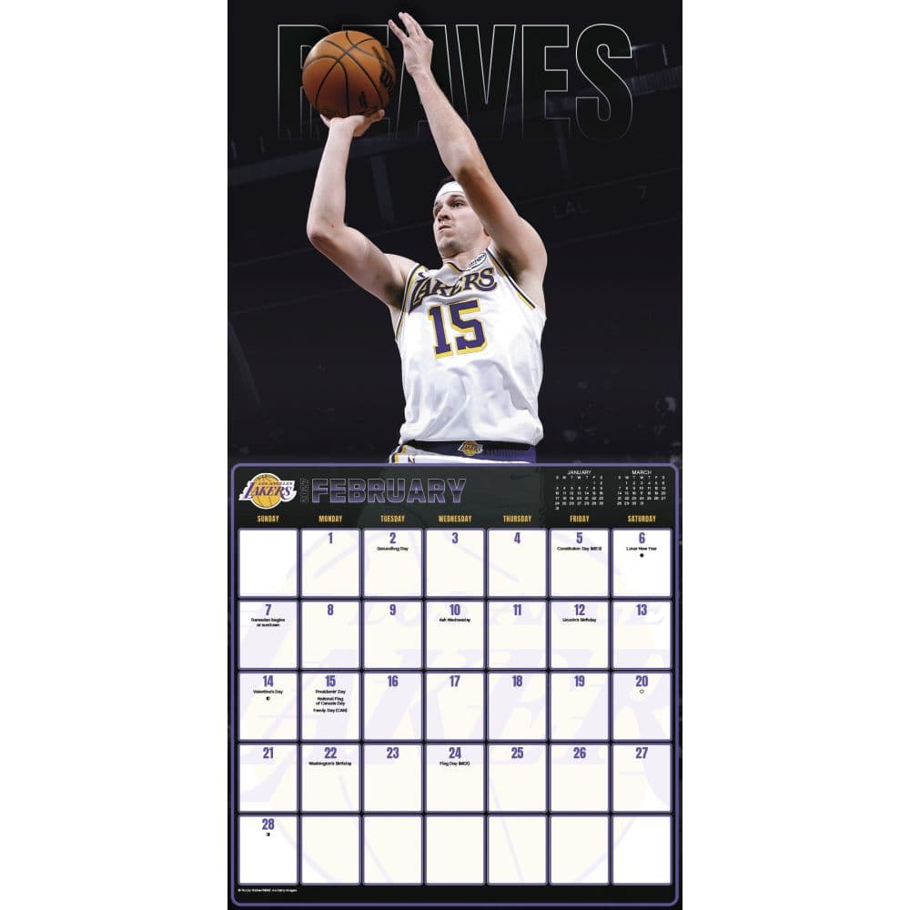 Los Angeles Lakers 2027 Wall Calendar Third Alternate Image