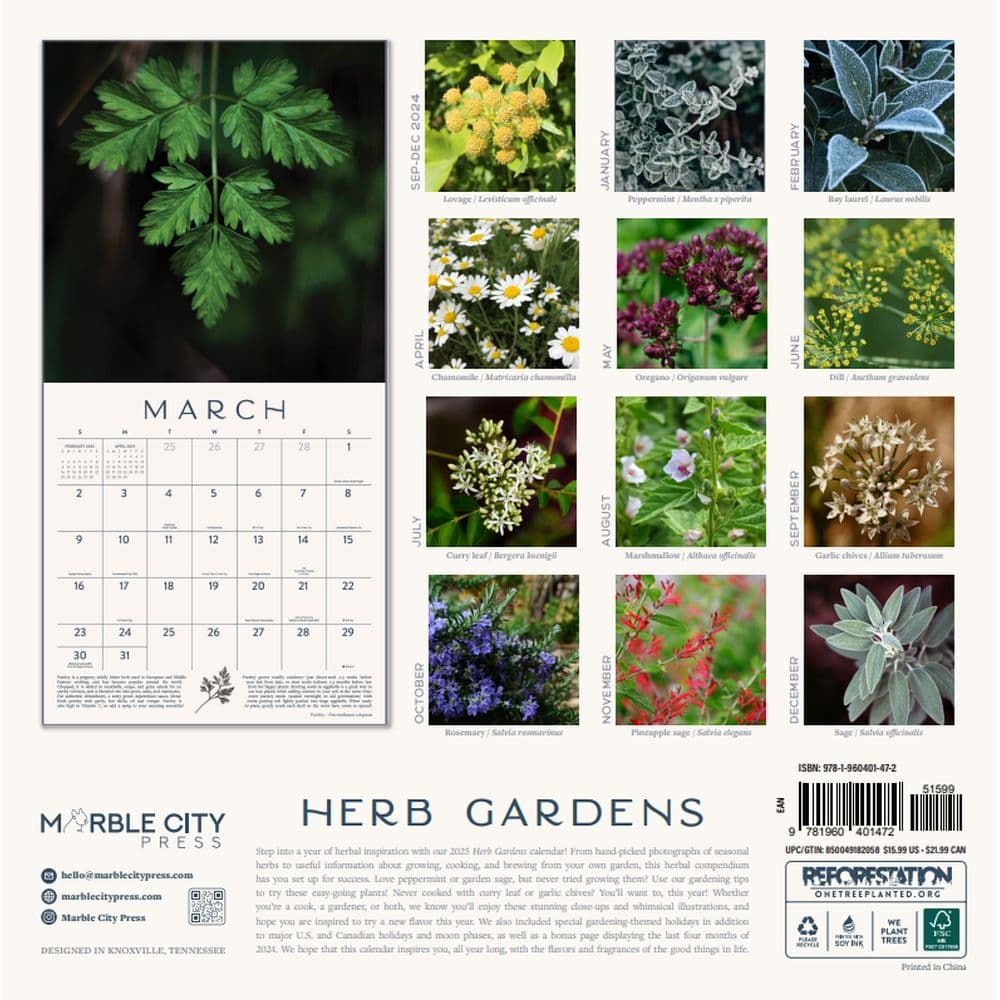 Herb Garden 2025 Wall Calendar